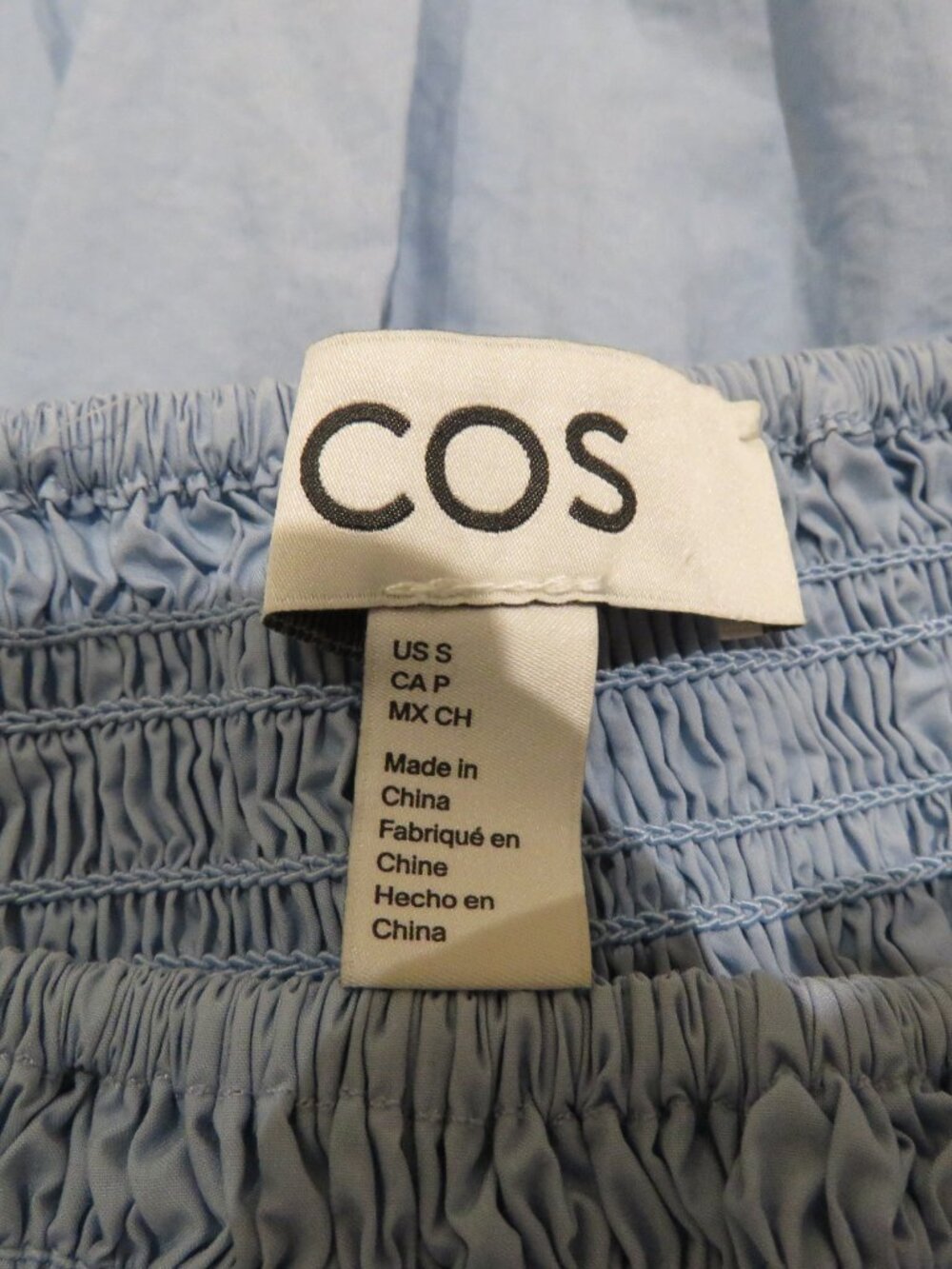 COS Smocked Midi Cotton Poplin Skirt Cornflower Blue Small Minimalist Cottage - Picture 12 of 12